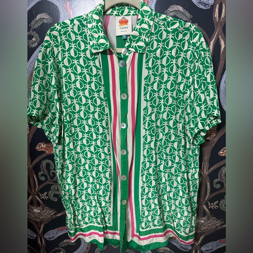 Farm Rio Pineapple Printed Voile Shirt